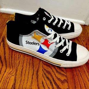 New Pittsburg Steelers Men's FOCO  Low Top Canvas Sneakers Size 10 Black Yellow